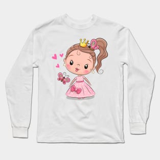 Cute Princess in a pink dress Long Sleeve T-Shirt